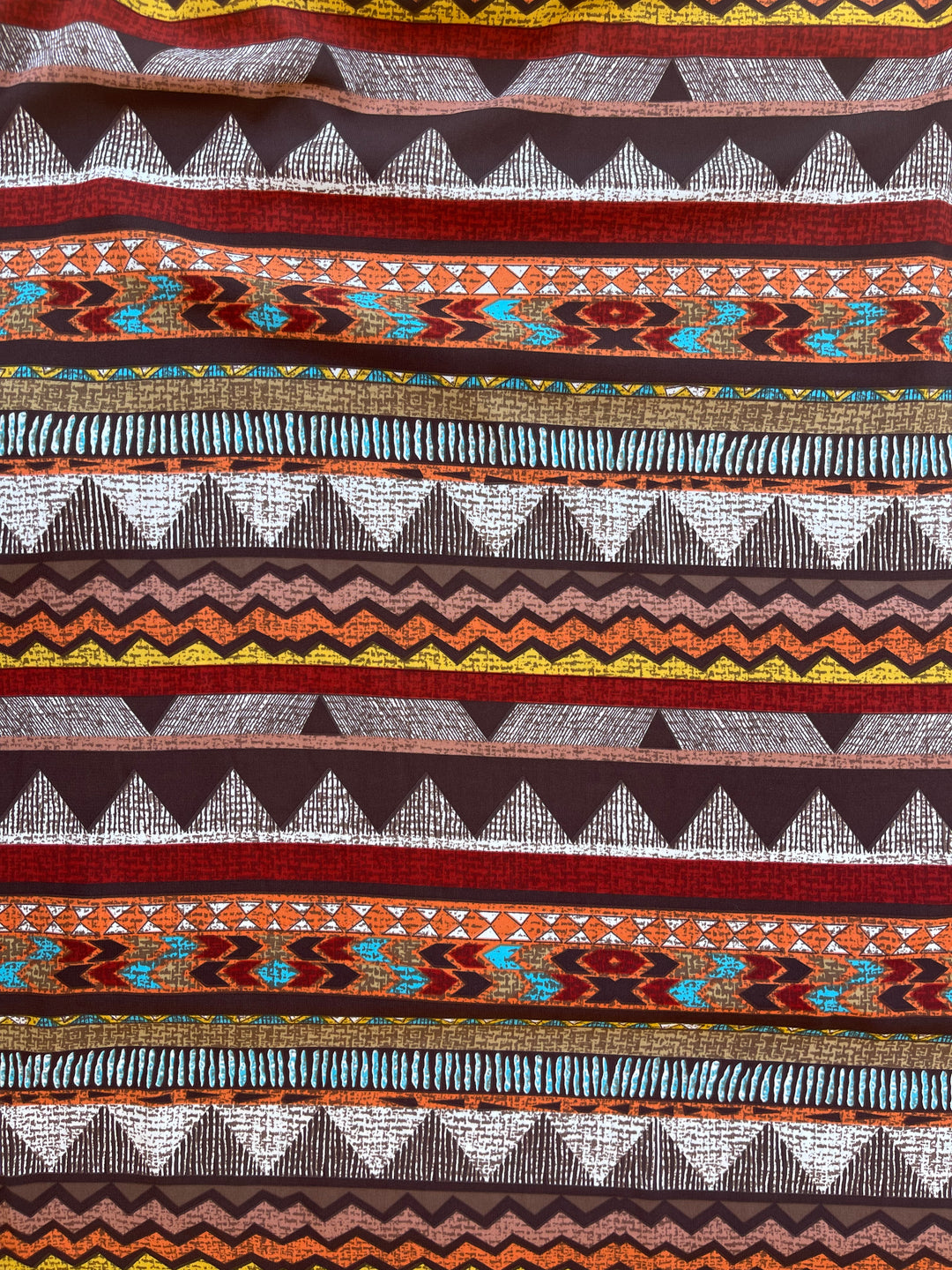 Woolpeach  fabric by the yard - Teal  brown burnt orange    tribal aztec