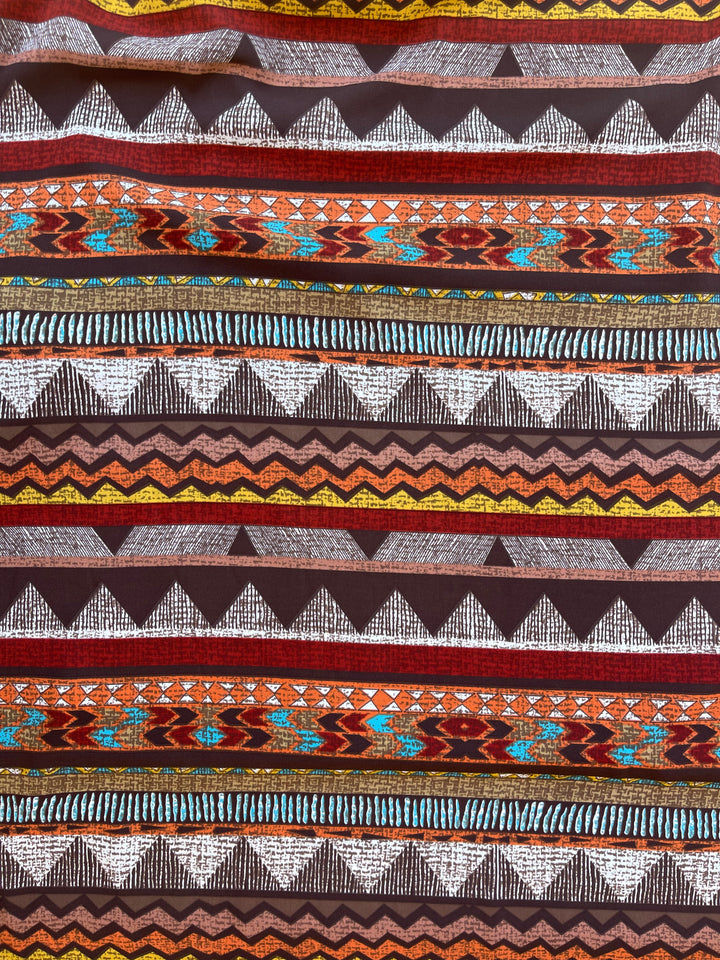 Woolpeach  fabric by the yard - Teal  brown burnt orange    tribal aztec