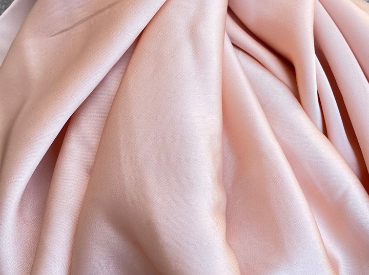 Lightweight satin fabric by the yard -  Light peach solid color