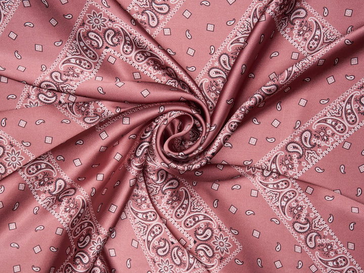 Charmeuse satin fabric by the yard - Classic Bandana paisley  print