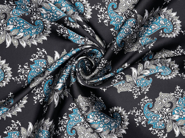 Charmeuse satin fabric by the yard -  MonSar exclusive  paisley print