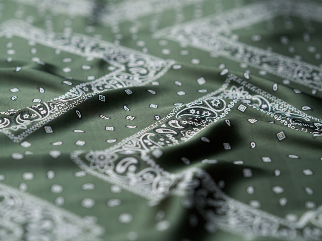 Charmeuse satin fabric by the yard - Classic Bandana paisley  print