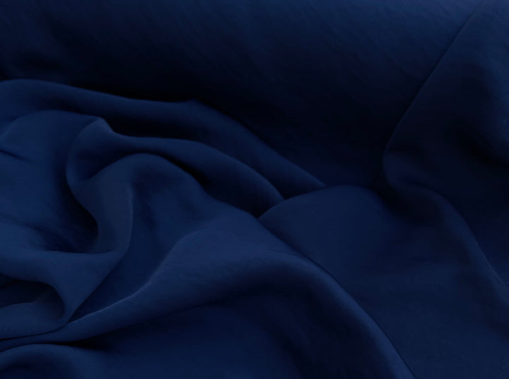 Lightweight  satin fabric by the yard - Navy blue solid color