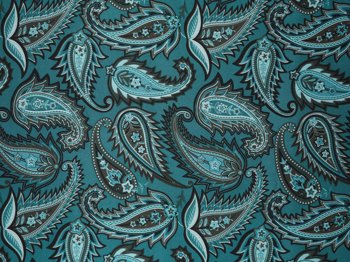 Charmeuse satin fabric by the yard -  Beyla  prickly  paisley print