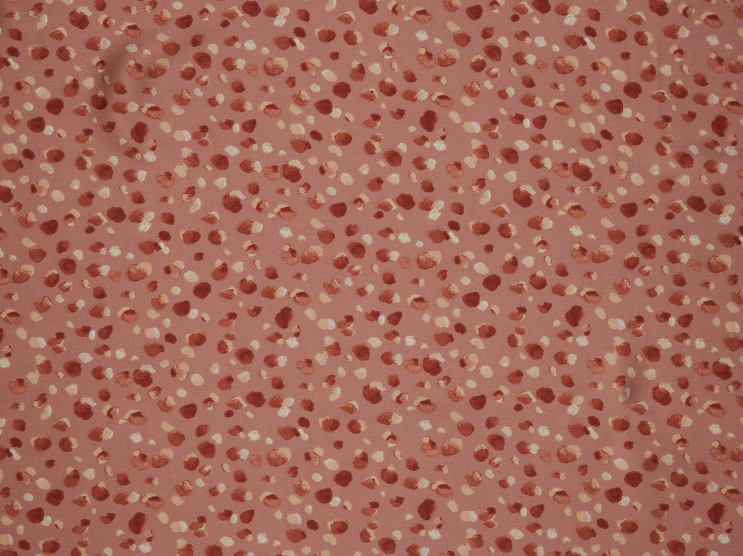 Lightweight  satin fabric by the yard -  Bronze orange multi dots print