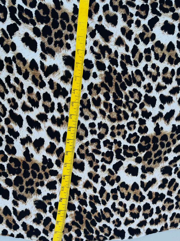 Lightweight  satin  fabric by the yard - Black brown cheetah print