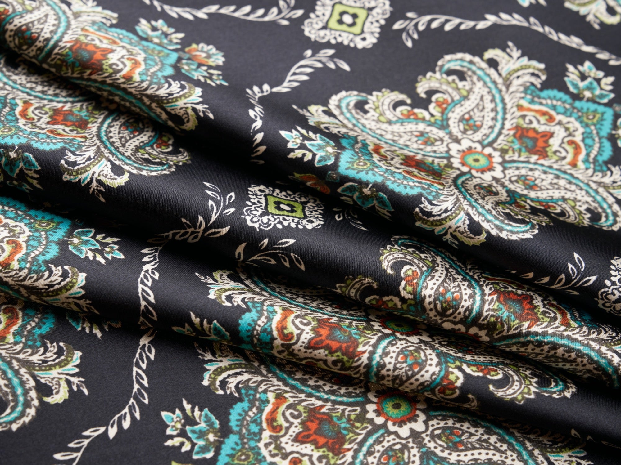 Charmeuse satin fabric by the yard - Black Diamond Print – MONSARFABRICS