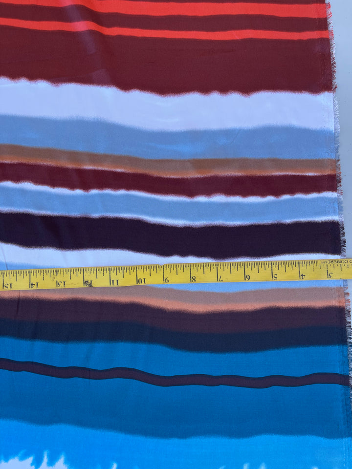 Charmeuse satin fabric by the yard  -  multi colored striped  print