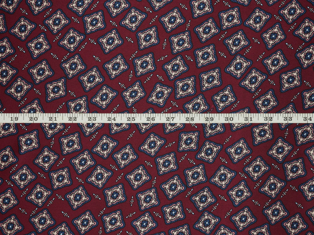 Charmeuse satin fabric by the yard -  Square motifs  print