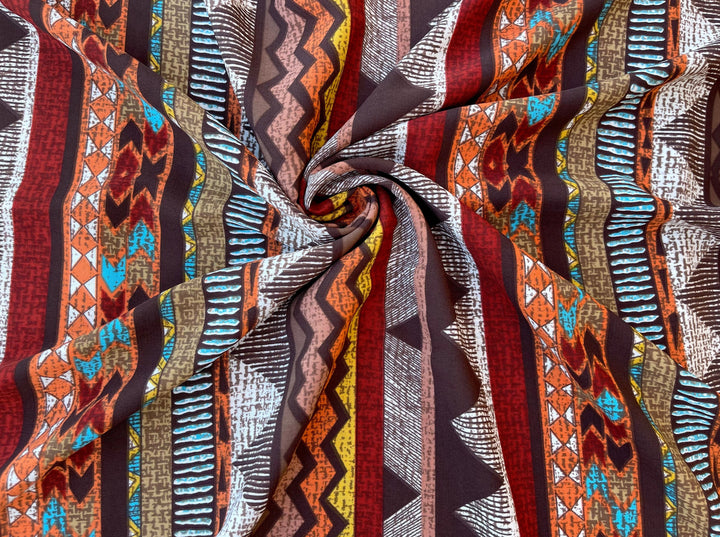 Woolpeach  fabric by the yard - Teal  brown burnt orange    tribal aztec