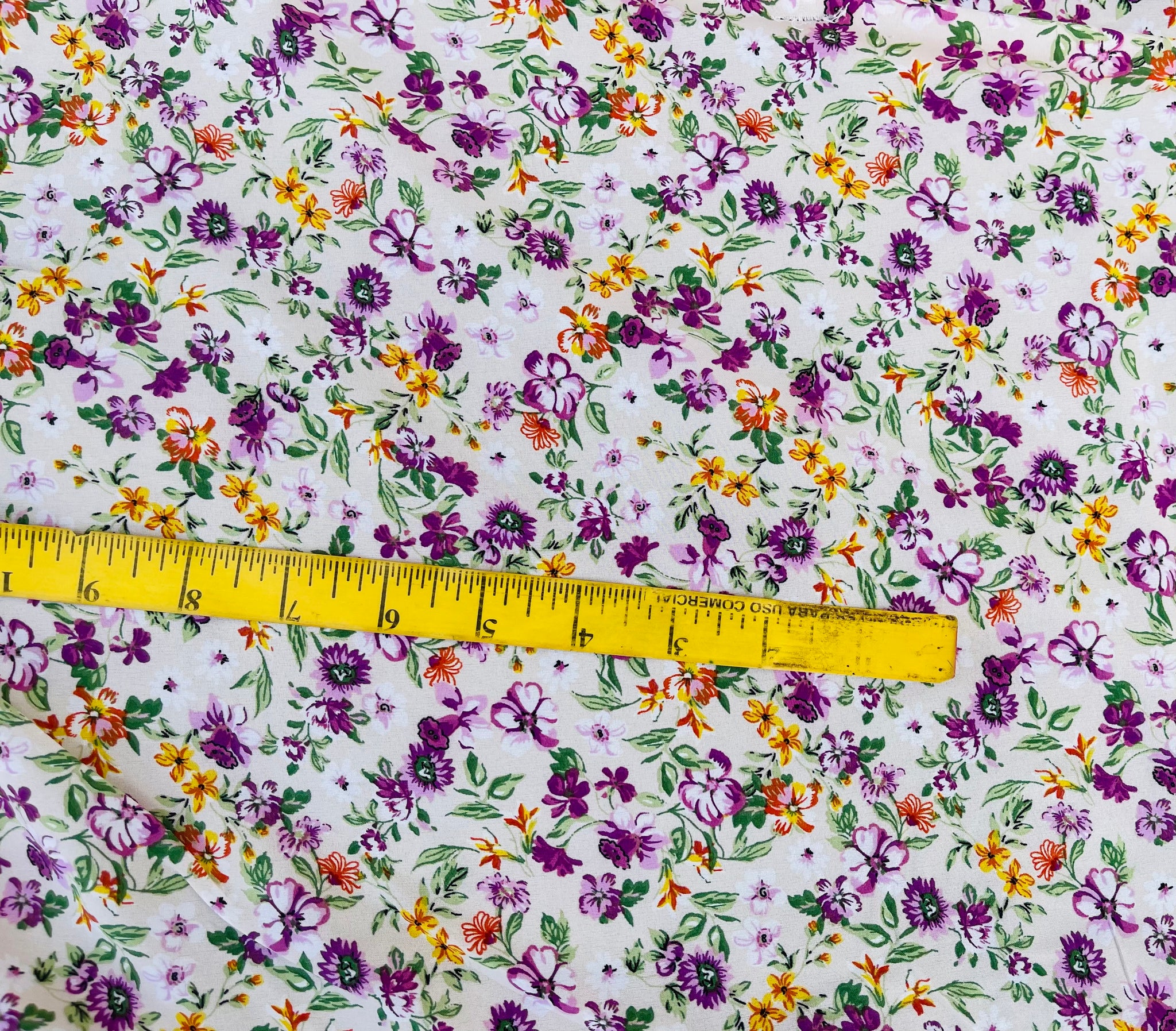 Peachskin fabric by the yard - Pink, purple and off white floral print ...