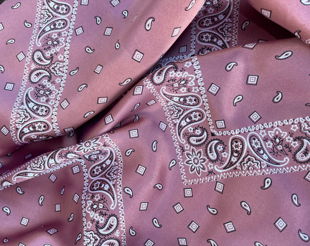 Charmeuse satin fabric by the yard - Classic Bandana paisley  print