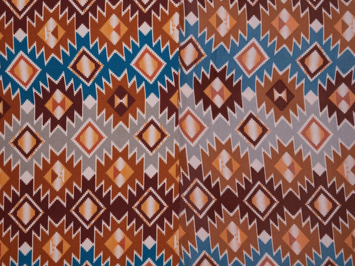 Charmeuse satin fabric by the yard - Mayan Sunset - tribal print