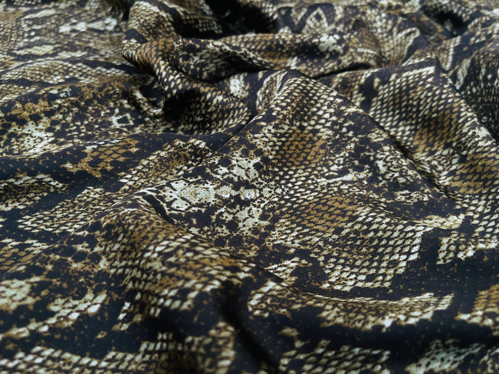 Lightweight  satin  fabric by the yard - Snake animal print