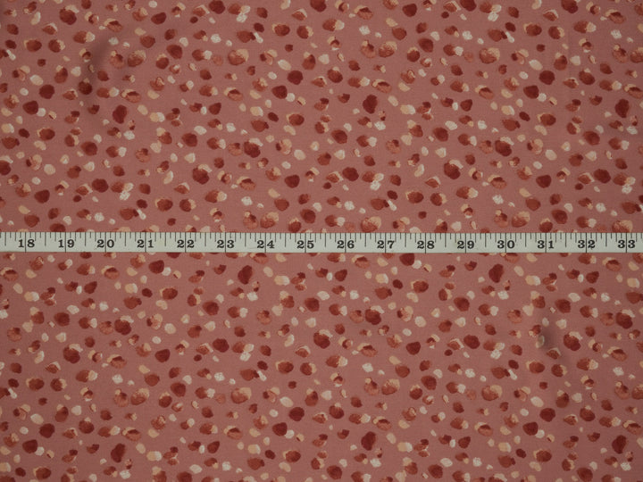 Lightweight  satin fabric by the yard -  Bronze orange multi dots print