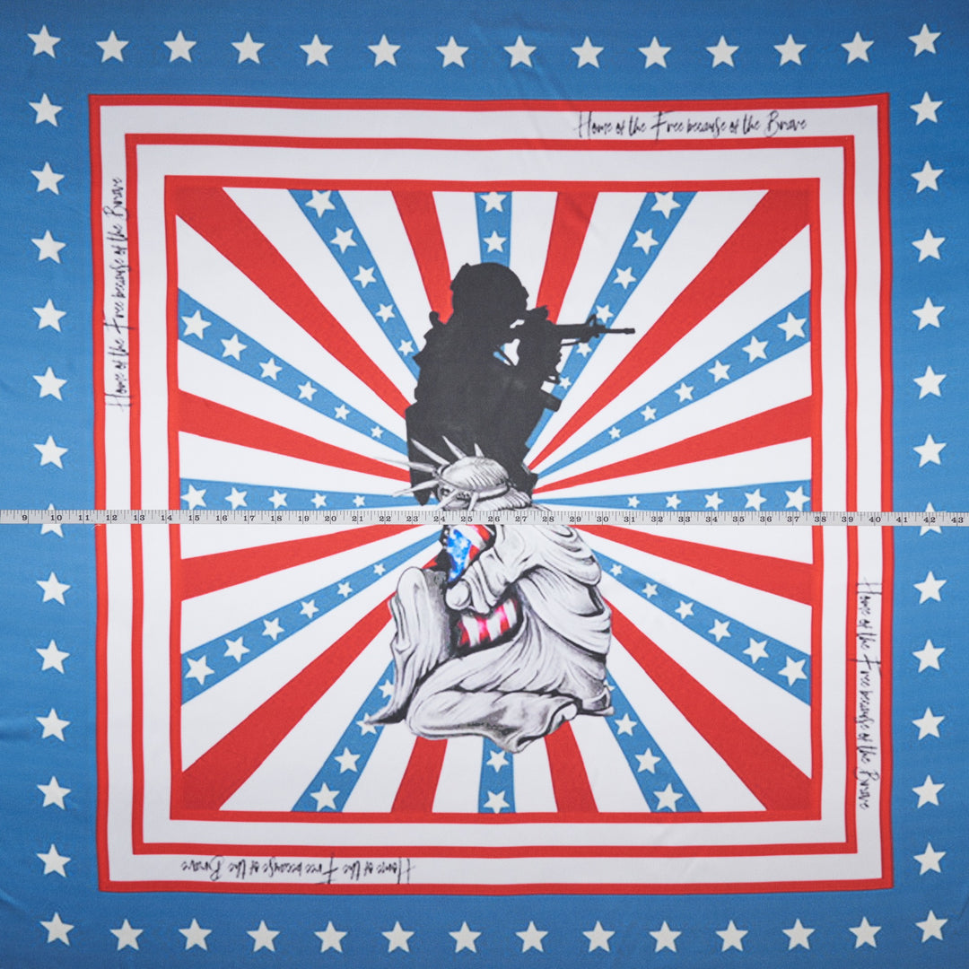 Home of the Free because of the Brave - Liberty Series - Charmeuse satin fabric by the panel -  - 36” x 36”  Printed panel