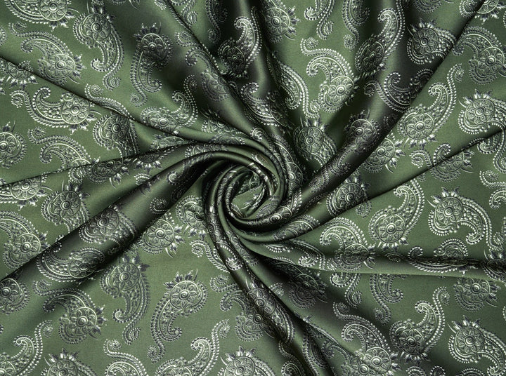 Charmeuse satin fabric by the yard -  MonSar exclusive   Spurs  paisley print