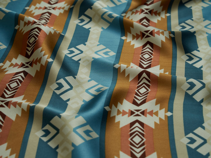 Charmeuse satin fabric by the yard -  Boho Tribal  print