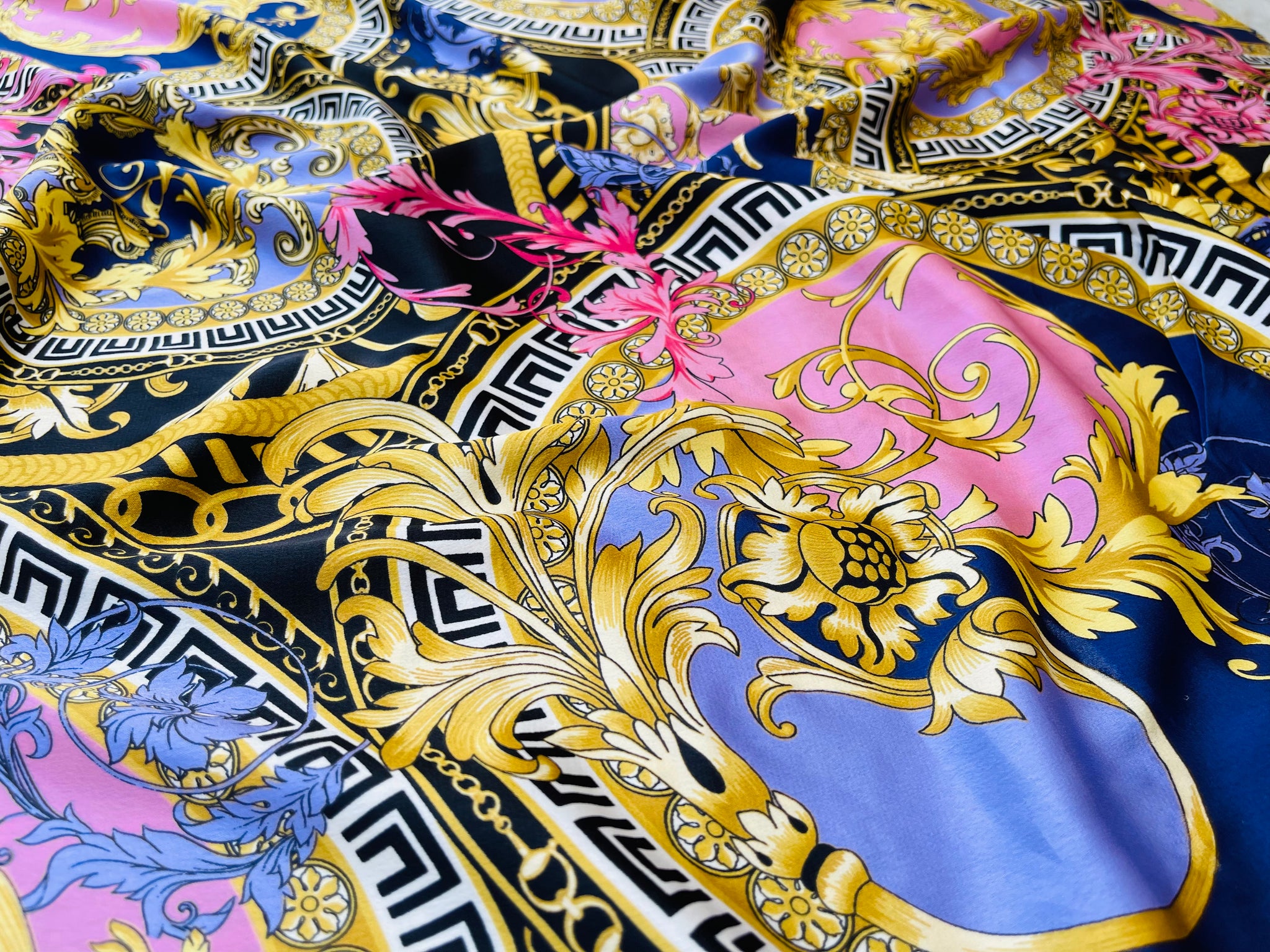 Satin Versace Print Export Quality Fabrics, Digital Prints, Multicolour