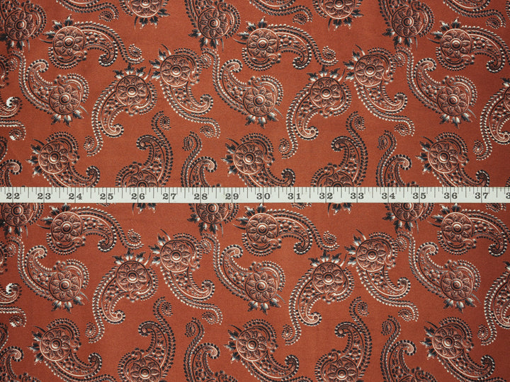 Charmeuse satin fabric by the yard -  MonSar exclusive   Spurs  paisley print