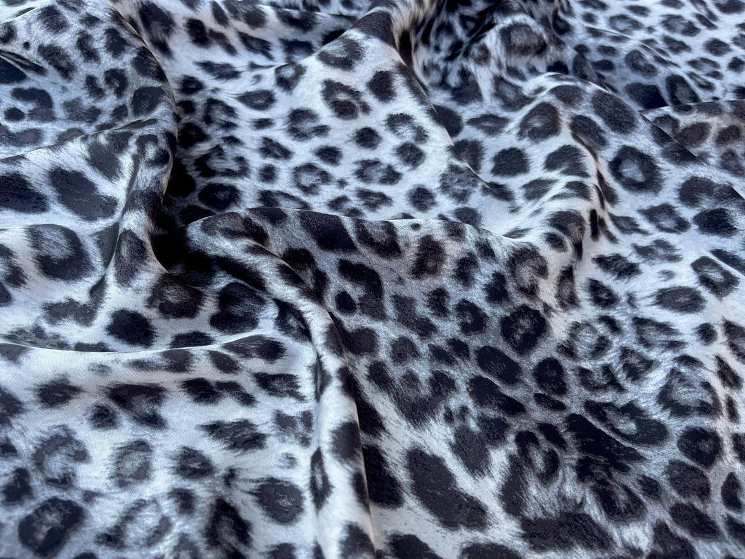 Lightweight  satin  fabric by the yard - Brown and bronze animal  print