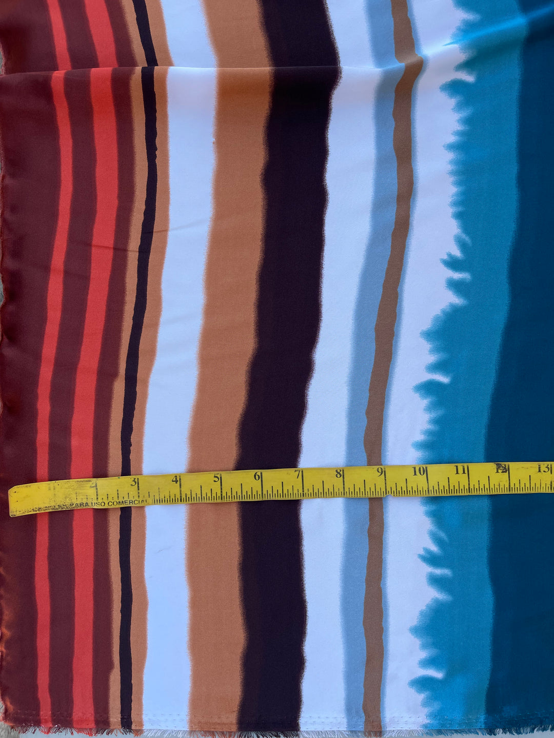 Charmeuse satin fabric by the yard  -  multi colored striped  print