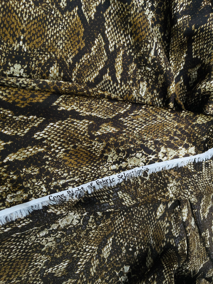 Lightweight  satin  fabric by the yard - Snake animal print