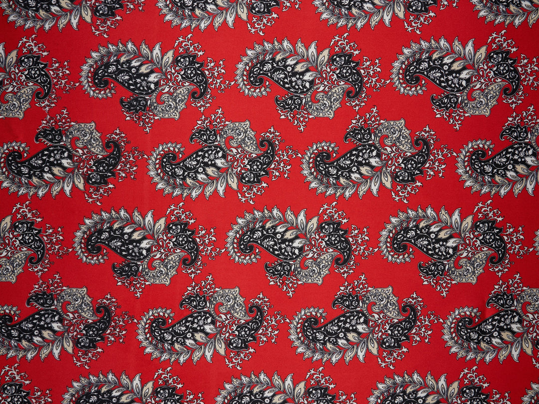 Charmeuse satin fabric by the yard -  MonSar exclusive  paisley print