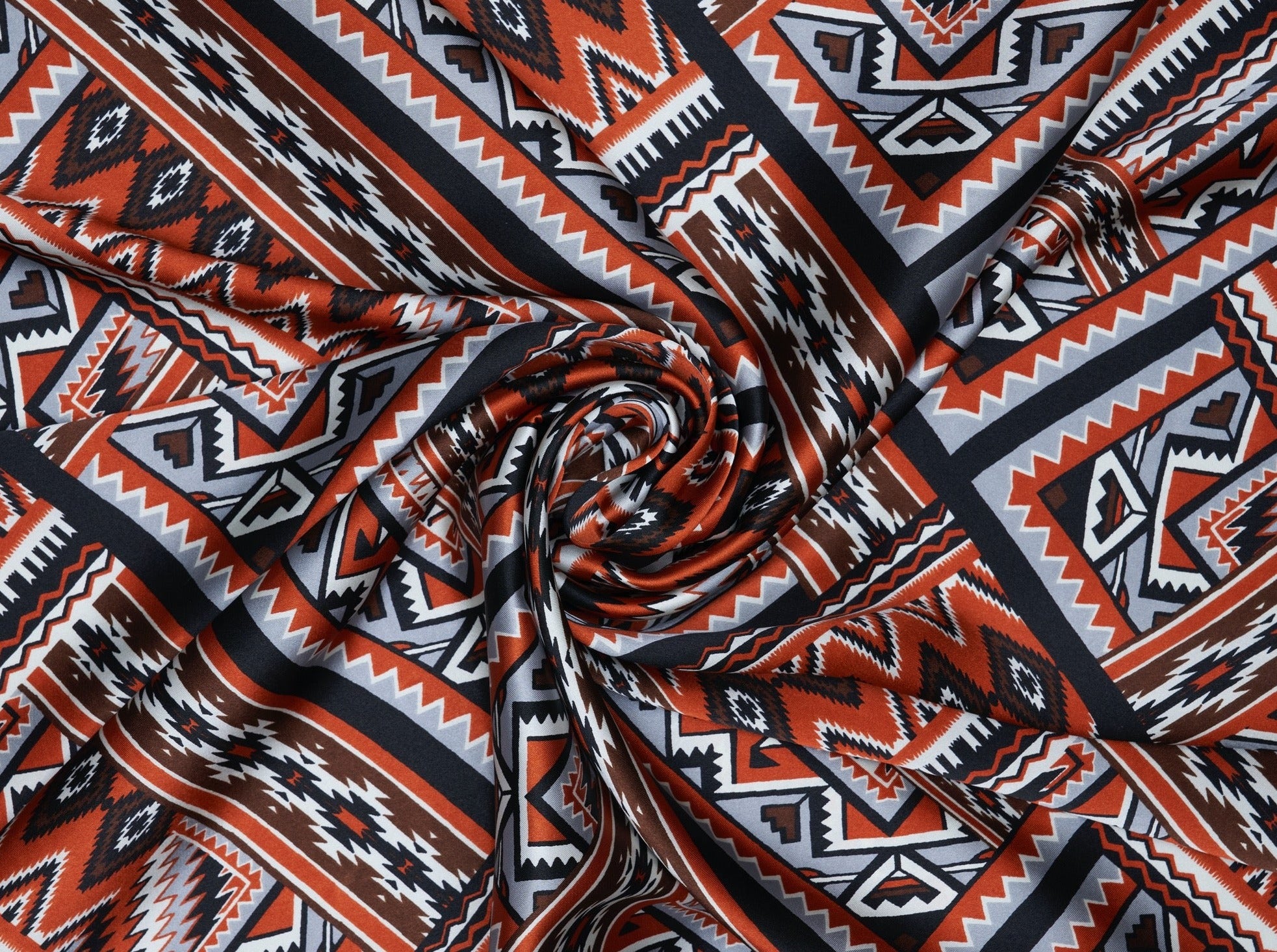 Western tribal print - charmeuse silky satin fabric by the yard - MonS ...