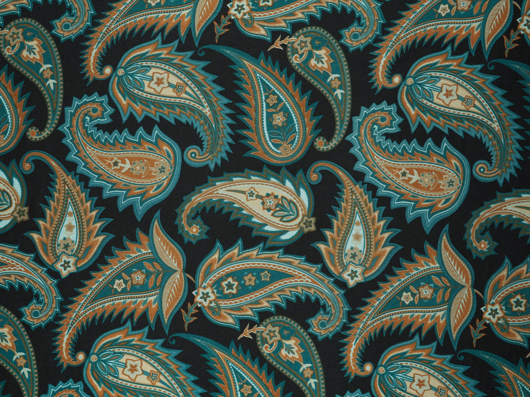 Charmeuse satin fabric by the yard -  Beyla  prickly  paisley print