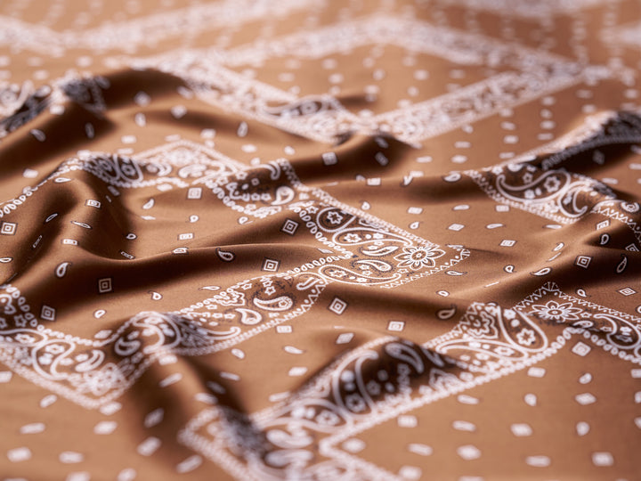 Charmeuse satin fabric by the yard - Classic Bandana paisley  print