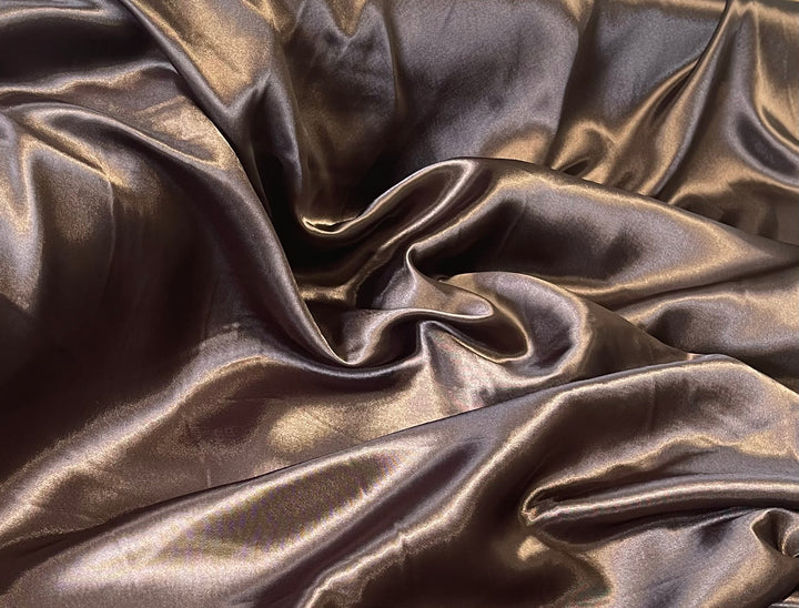 Charmeuse satin fabric by the yard - Cocoa Brown solid