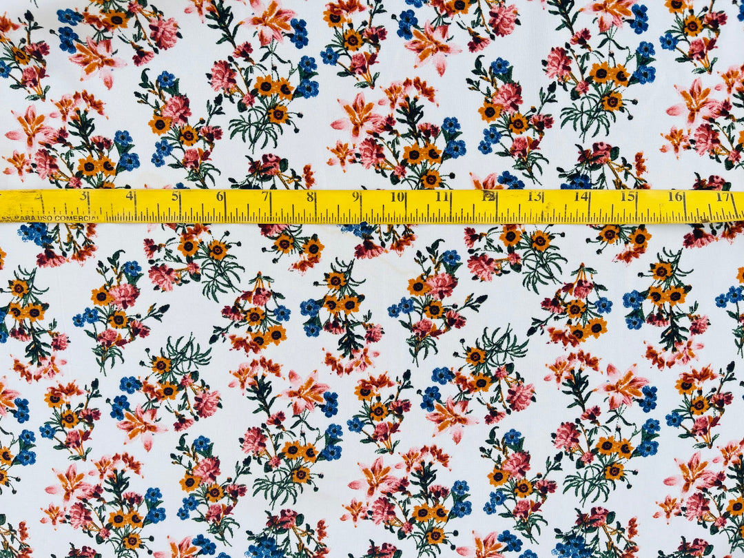 Woolpeach  fabric by the yard -  White dainty sunflowers floral print