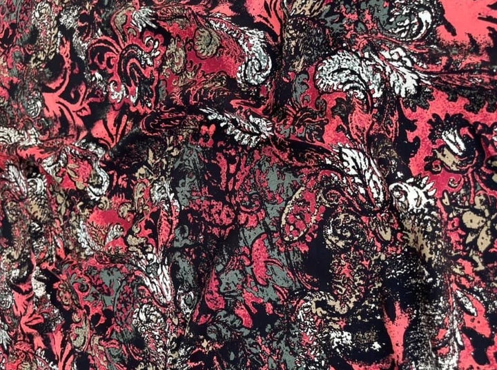 Woolpeach  fabric by the yard -  Black and red abstract paisley print