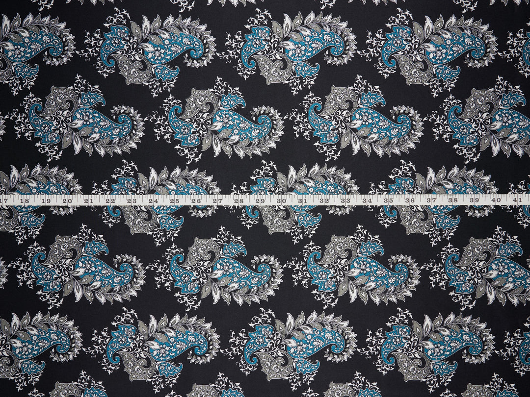 Charmeuse satin fabric by the yard -  MonSar exclusive  paisley print