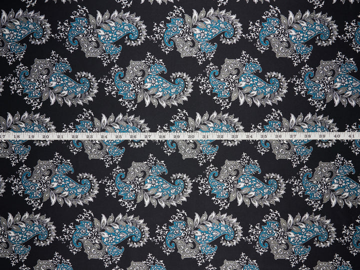 Charmeuse satin fabric by the yard -  MonSar exclusive  paisley print