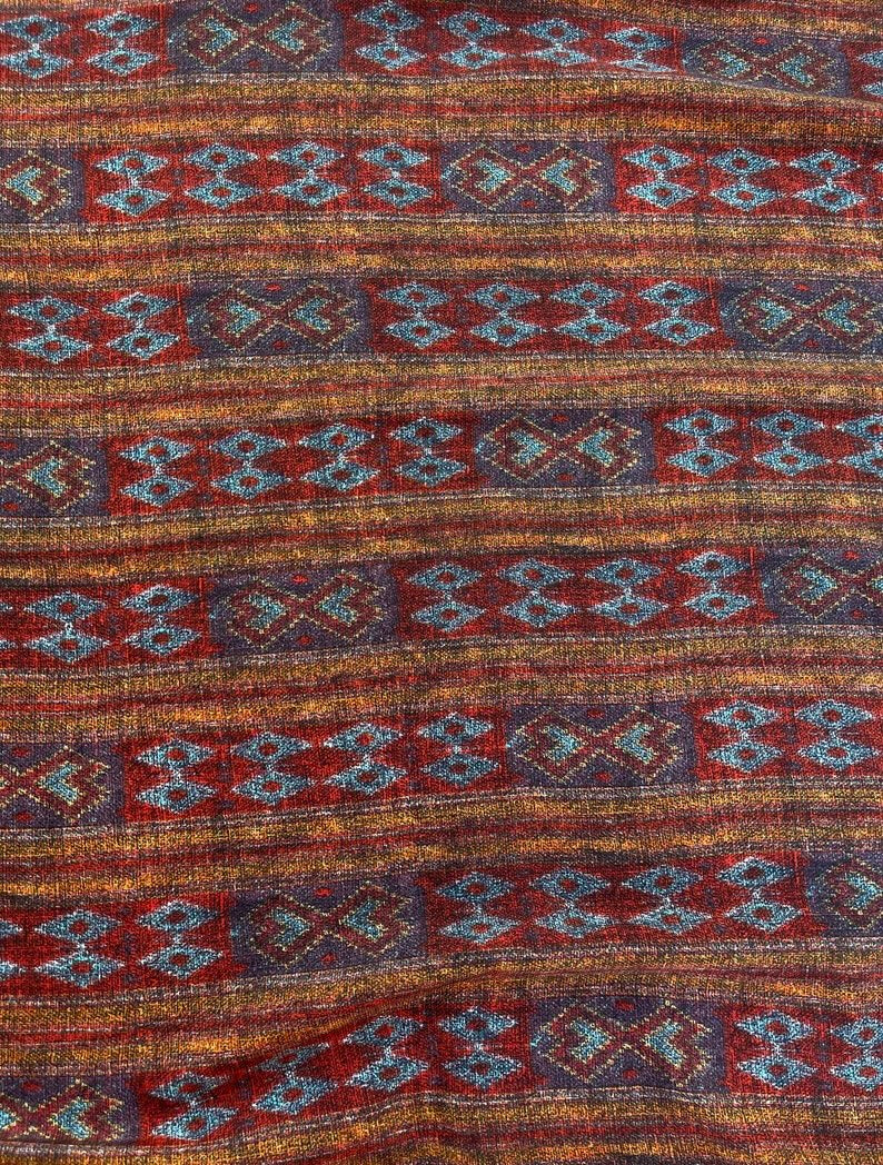 Woolpeach  fabric by the yard - orange and blue tribal aztec