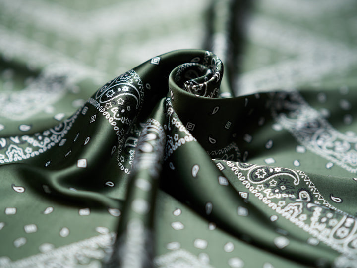 Charmeuse satin fabric by the yard - Classic Bandana paisley  print