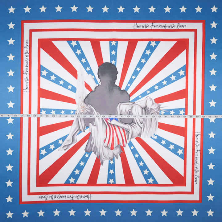 Home of the Free because of the Brave - Liberty Series - Charmeuse satin fabric by the panel -  - 36” x 36”  Printed panel