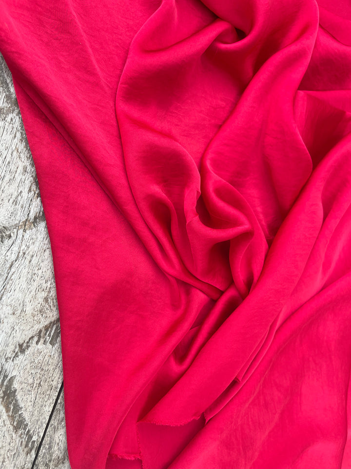 Lightweight  satin fabric by the yard - Red solid color