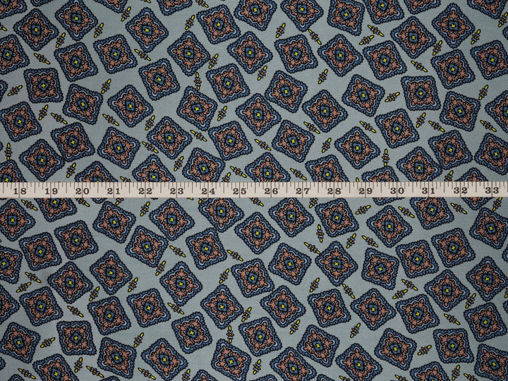 Charmeuse satin fabric by the yard -  Square motifs  print