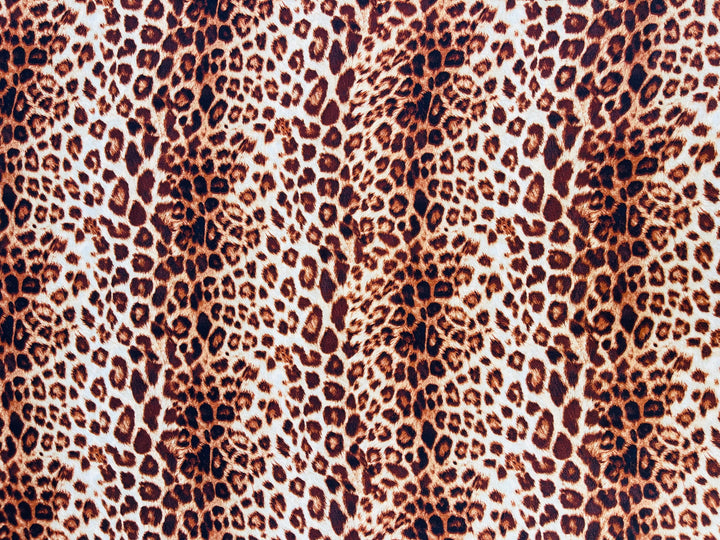 Lightweight  satin  fabric by the yard - Brown and bronze animal  print