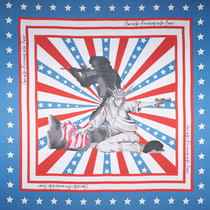 Home of the Free because of the Brave - Liberty Series - Charmeuse satin fabric by the panel -  - 36” x 36”  Printed panel