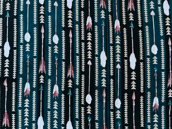 Chelsea Chiffon fabric by the yard - Jade green coral arrow  tribal aztec print