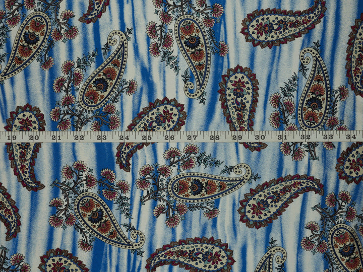 Charmeuse satin fabric by the yard -  Sand Paisley  print