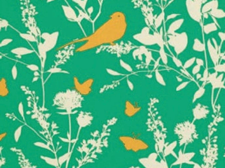 Cotton fabric by the yard -Joel dewberry- Bungalow- Swallow Study - Emerald