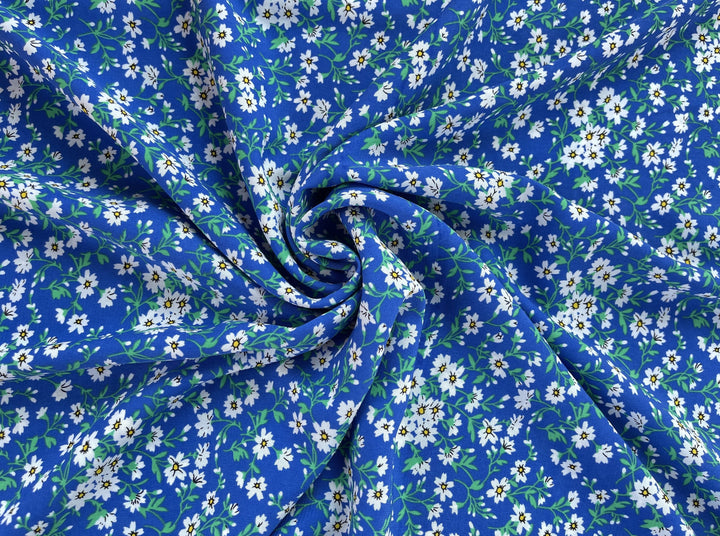 Woolpeach dainty floral  fabric by the yard - Royal blue white wildflowers