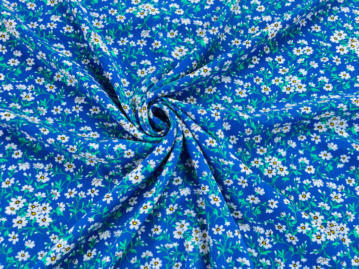 Woolpeach dainty floral  fabric by the yard - Royal blue white wildflowers