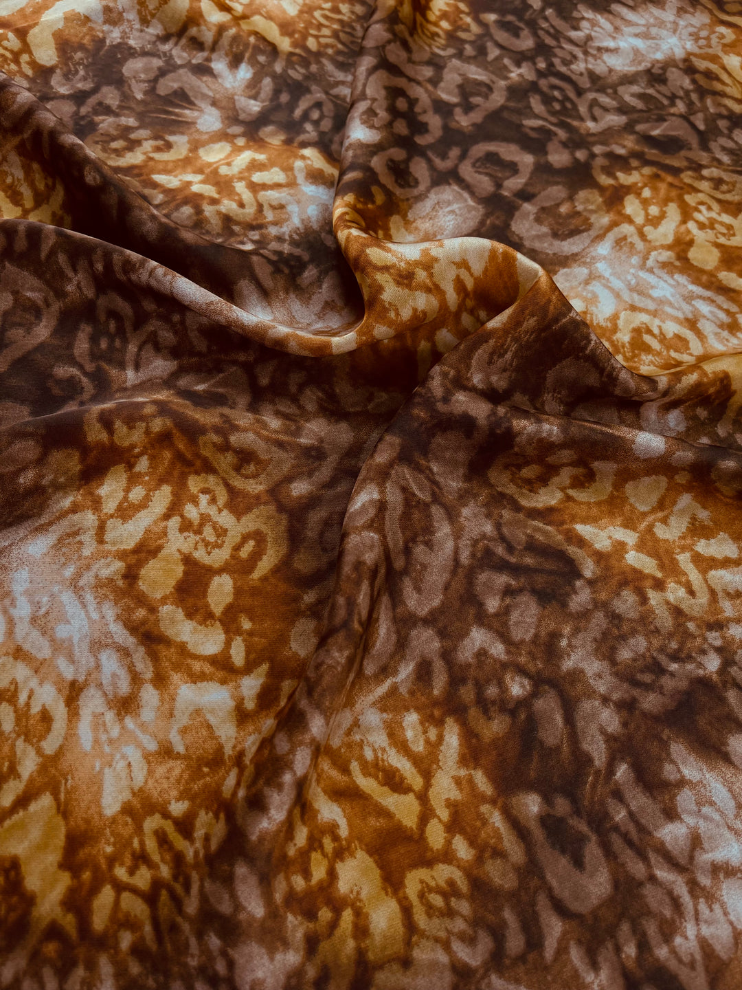 Lightweight  satin fabric by the yard - Brown gold cheetah animal