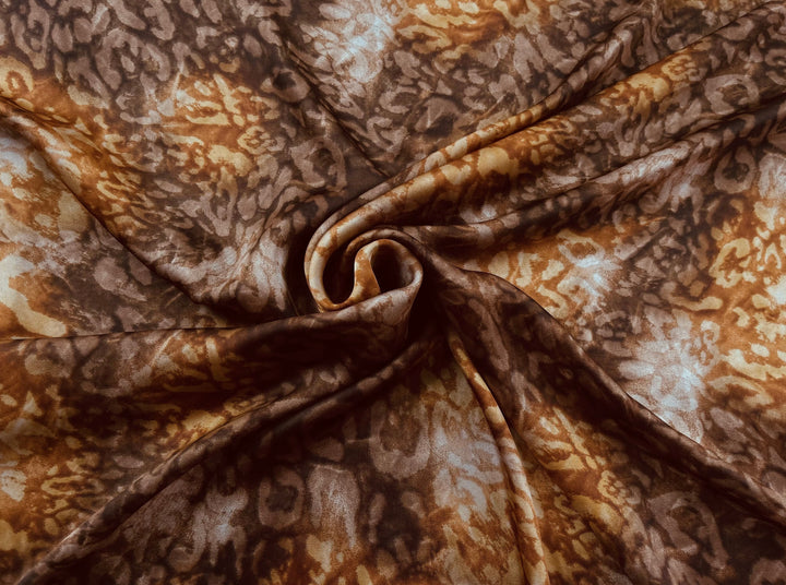 Lightweight  satin fabric by the yard - Brown gold cheetah animal